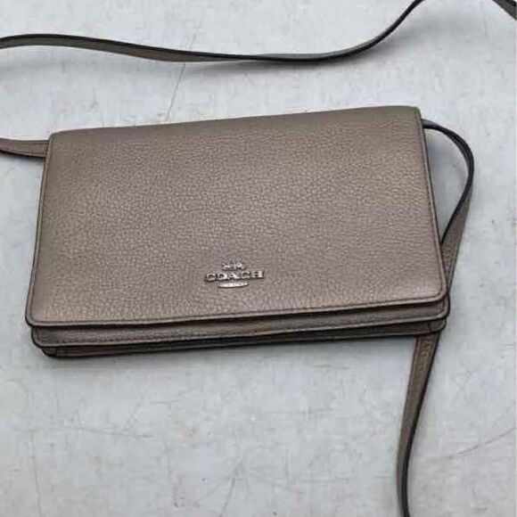 Coach Designer Metallic Foldover Gold Leather Crossbody Bag Purse Handbag - Picture 3 of 6